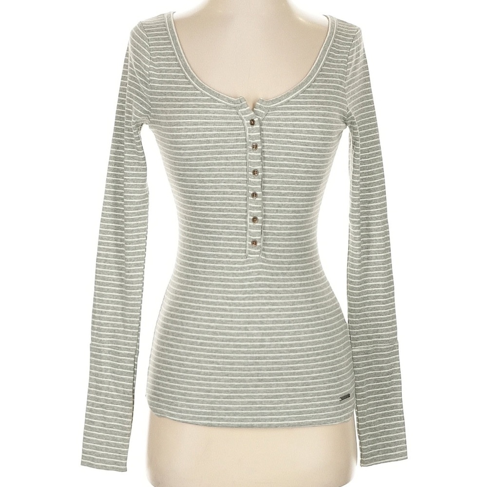 Abercrombie & Fitch Gray and White Striped Shirt